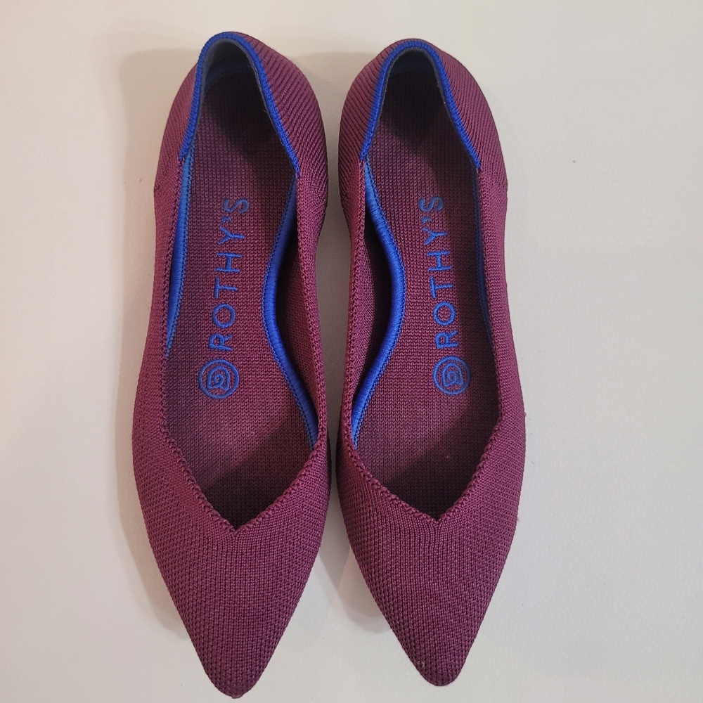 Rothy's The Point Women's Size 5 W US Burgundy Pointed Toe Slip On Flat Shoes - Picture 2 of 15